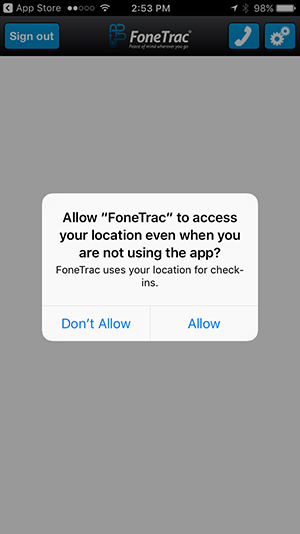 Click on Allow to enable FoneTrac.
