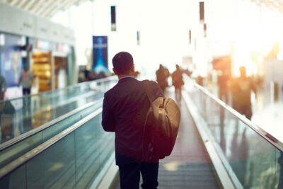 Businessman Walking During a Business Trip in China