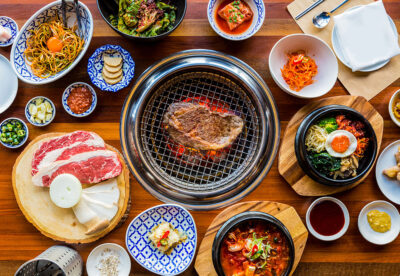 A variety of Korean delicacies during a BBQ.