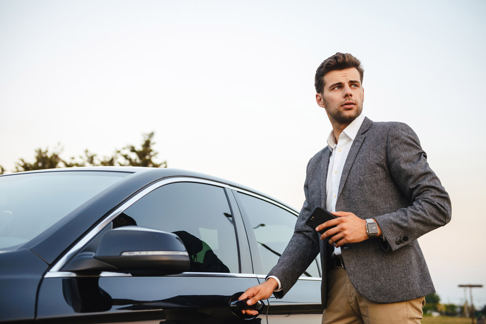 Corporate Traveler Using Vetted Ground Transportation During an Overseas Trip